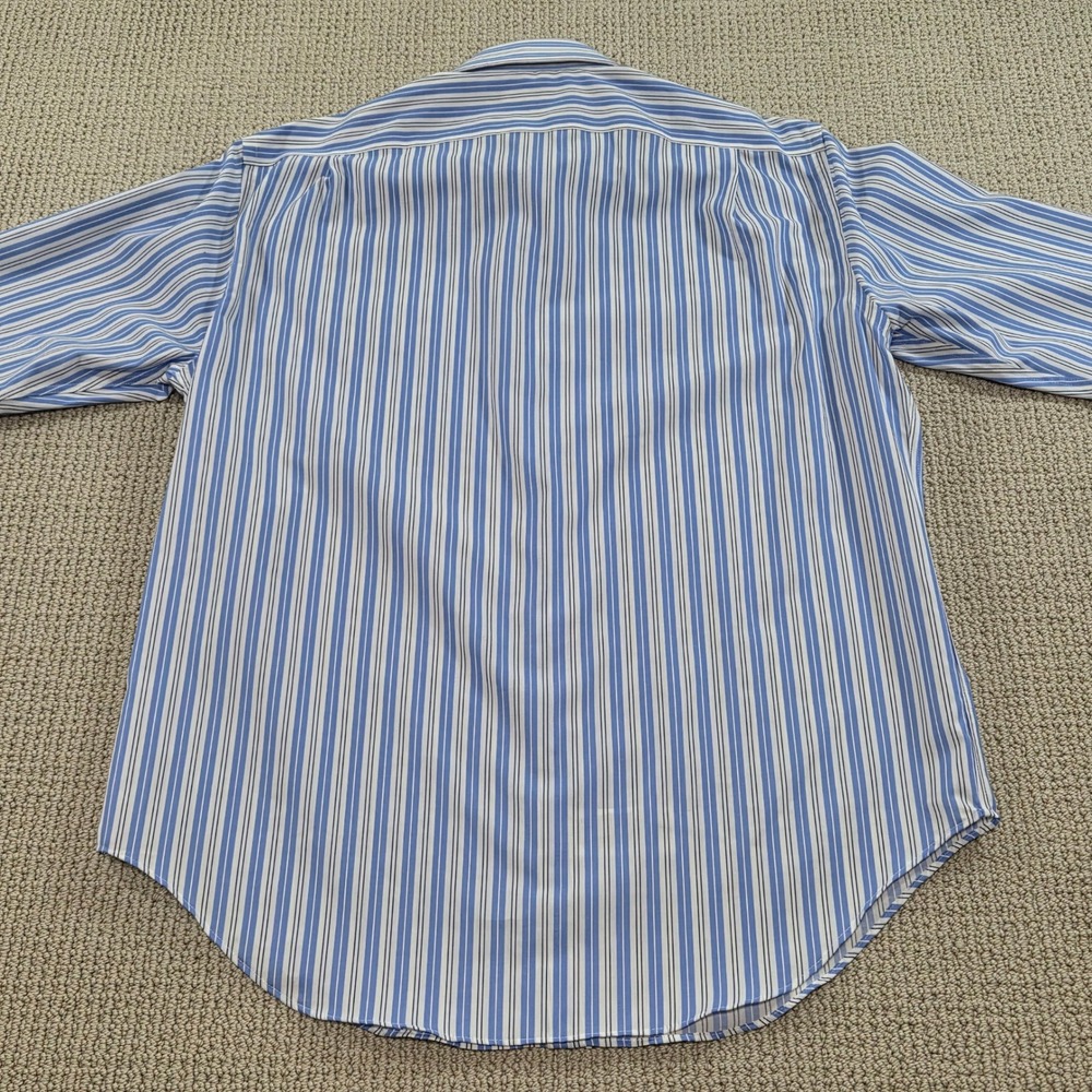 Lauren Ralph Lauren Mens Classic Fit Stretch Non Iron Blue Stripe Dress Shirt 16 - Picture 3 of 7